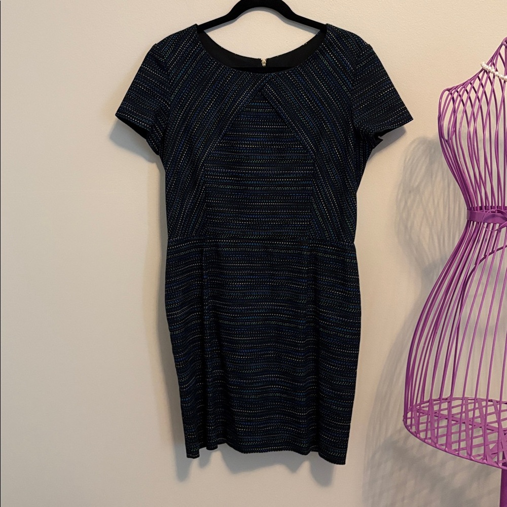 Hutch Navy Dress with Black, Blue & Green Stripe Dots - Picture 5 of 7